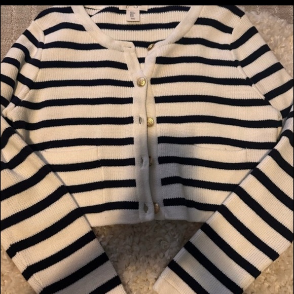 Jessica Simpson Navy and White Striped Cardigan - Picture 4 of 4